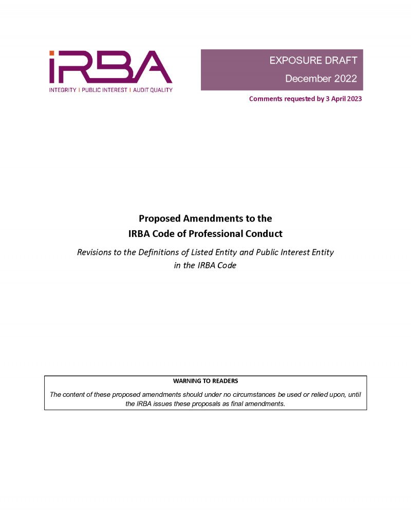 IRBA Code: Revised definitions of Listed Entity and Public Interest Entity logo